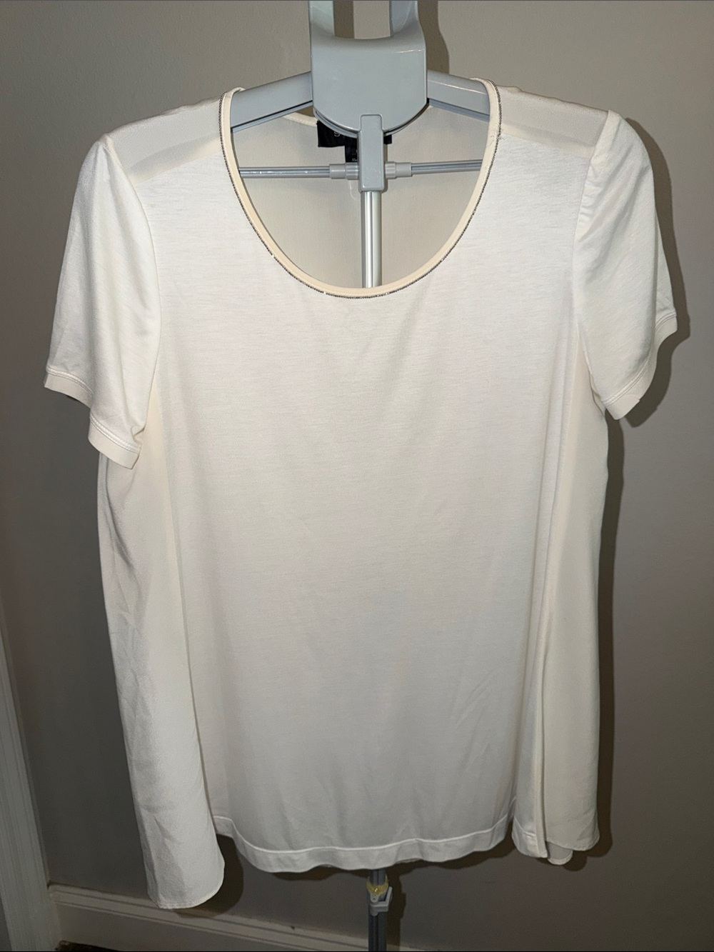 St. John mixed-media / silk contrast tee